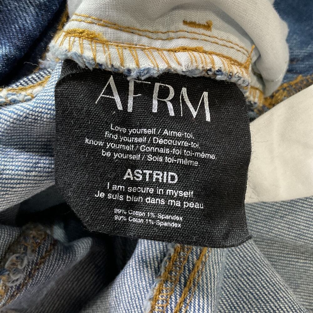 Afrm Patchwork Vintage Blue Wash Astrid Pants Size 26 - Picture 5 of 5
